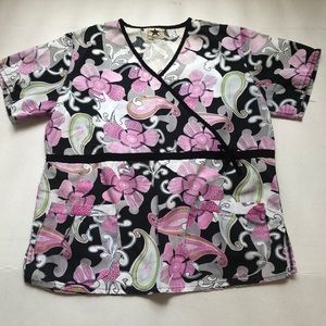 Black Star Scrub Top Size M